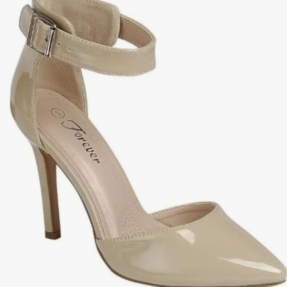 Forever 21 Women's Cream Ankle Strap Heels